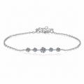 Moissanite Beaded Chain Bracelet in White Gold-Plated S925 Sterling Silver white background product photo