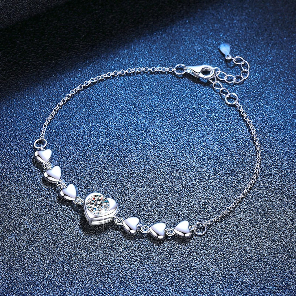 Round Moissanite Chain Bracelet worn on wrist by model showing bracelet scale and fit