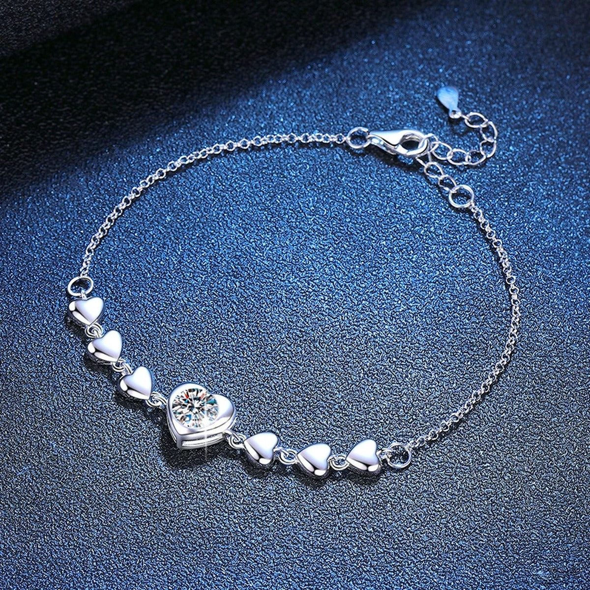 Round Moissanite Chain Bracelet worn on wrist by model showing bracelet scale and fit
