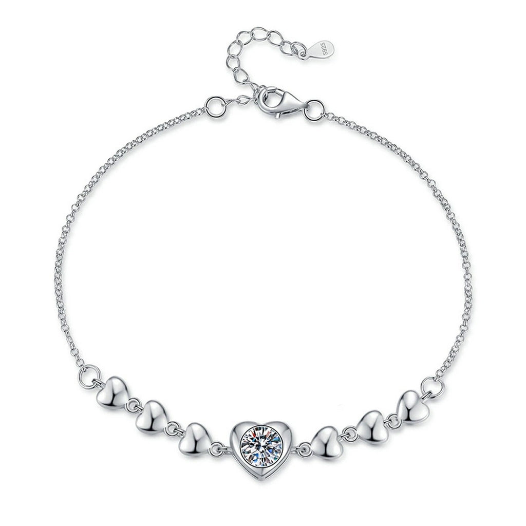Round Moissanite Chain Bracelet close-up detail showing chain, clasp, and stone placement