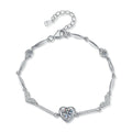 Hexagon Moissanite Chain Bracelet with CZ white background product photo showing bracelet silhouette and moissanite setting
