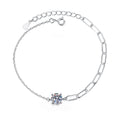 Round Moissanite Chain Bracelet white background product photo showing bracelet silhouette and moissanite setting
