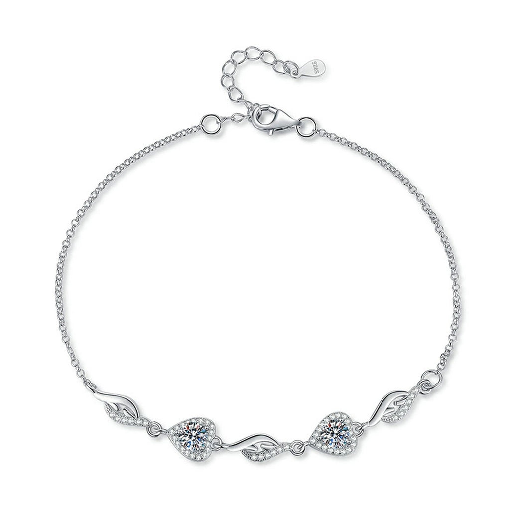 Graduated Moissanite Chain Bracelet with CZ white background product photo showing bracelet silhouette and moissanite setting
