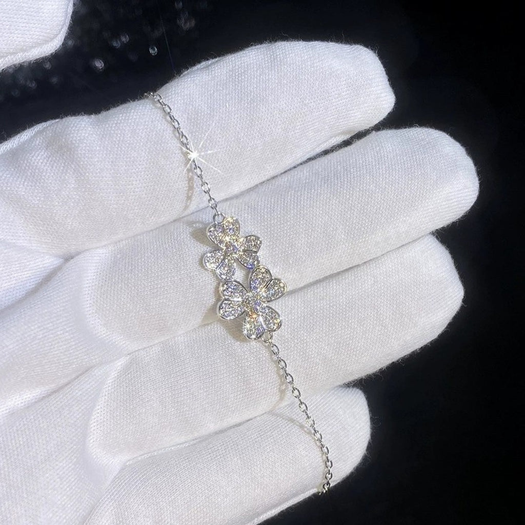 Cluster Moissanite Chain Bracelet close-up detail showing chain, clasp, and stone placement
