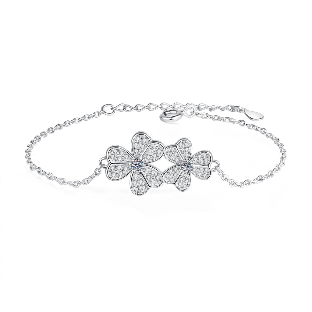 Cluster Moissanite Chain Bracelet held in hand close-up showing bracelet scale and detail