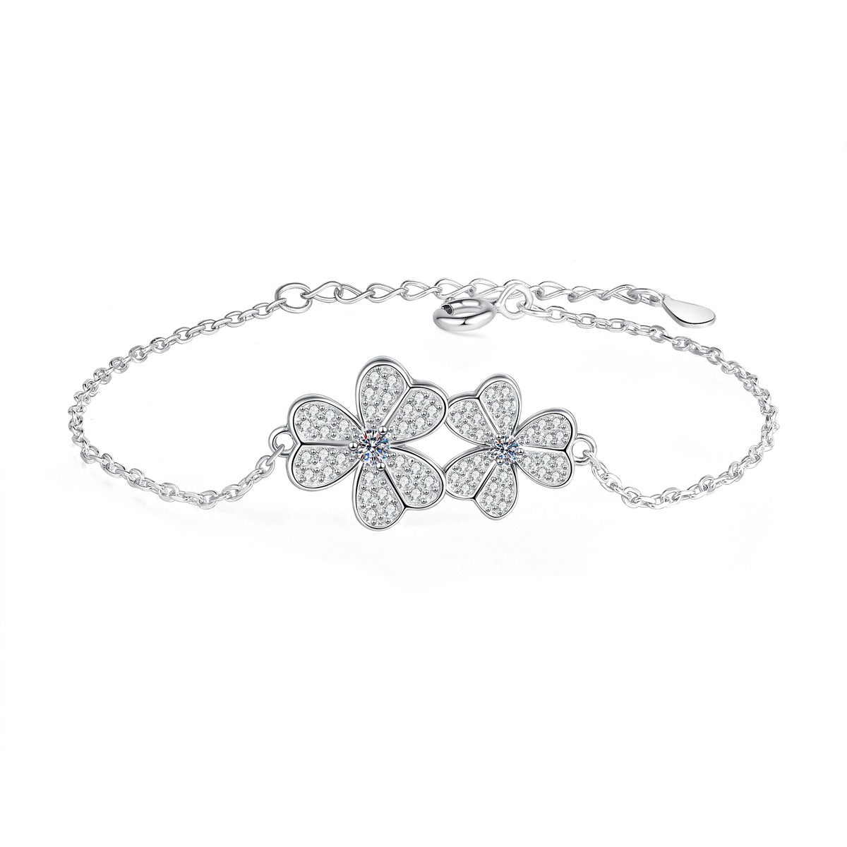 Cluster Moissanite Chain Bracelet held in hand close-up showing bracelet scale and detail