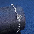 Round Moissanite Chain Bracelet white background product photo showing bracelet silhouette and moissanite setting