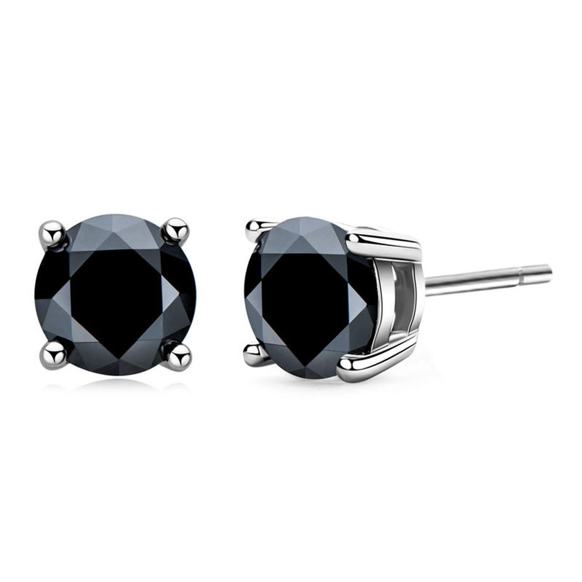Four-Prong Round Moissanite Stud Earrings in Gold-Plated S925 sterling silver product scene view showing angled setting detail