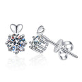 Heart Accent Round Moissanite Stud Earrings in Gold-Plated S925 sterling silver product scene view showing front sparkle