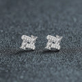 Emerald-Cut Moissanite Geometric Stud Earrings with CZ in Gold-Plated S925 sterling silver product scene view showing pair comparison