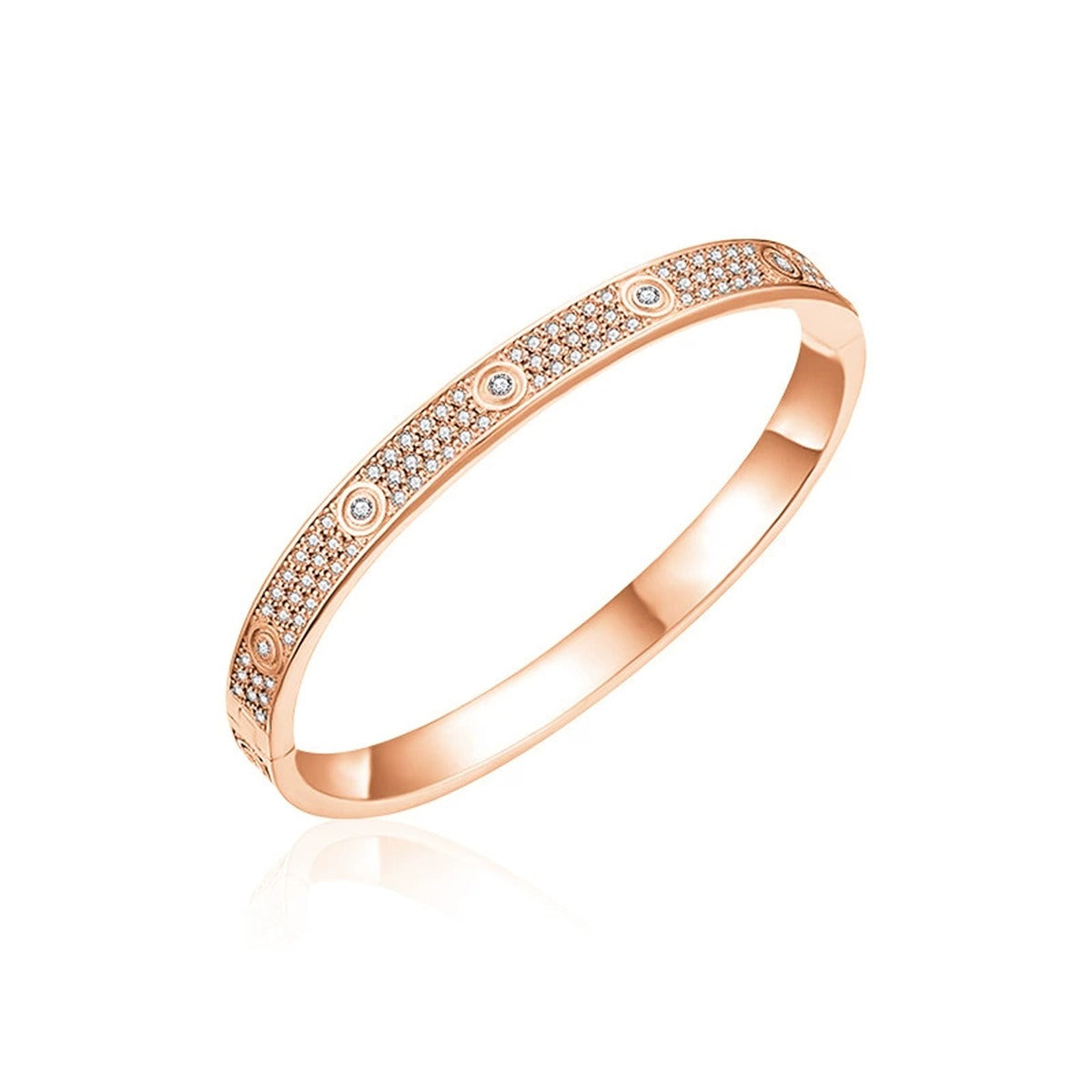 Round Moissanite Eternity Bangle in Gold-Plated S925 sterling silver close-up bracelet detail view showing clasp and motif