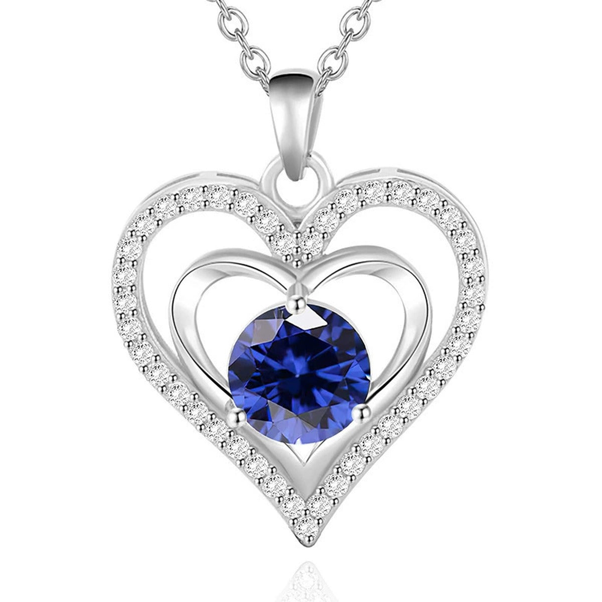 Heart Colored Moissanite Pendant Necklace with CZ in White Gold-Plated S925 sterling silver additional product styling view