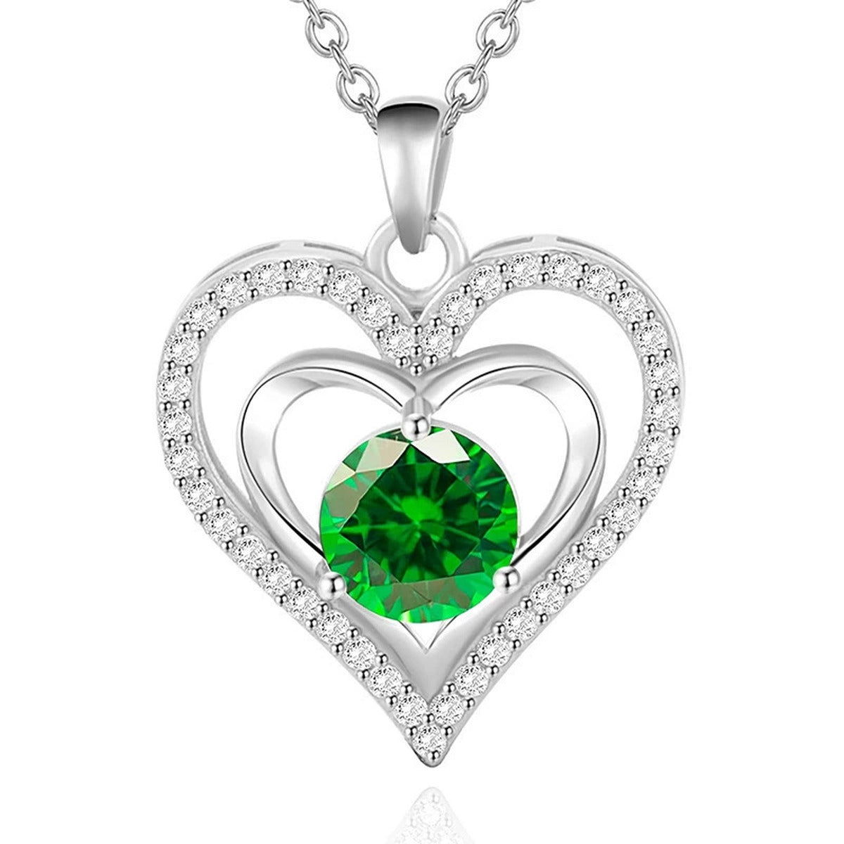 Heart Colored Moissanite Pendant Necklace with CZ in White Gold-Plated S925 sterling silver additional product styling view