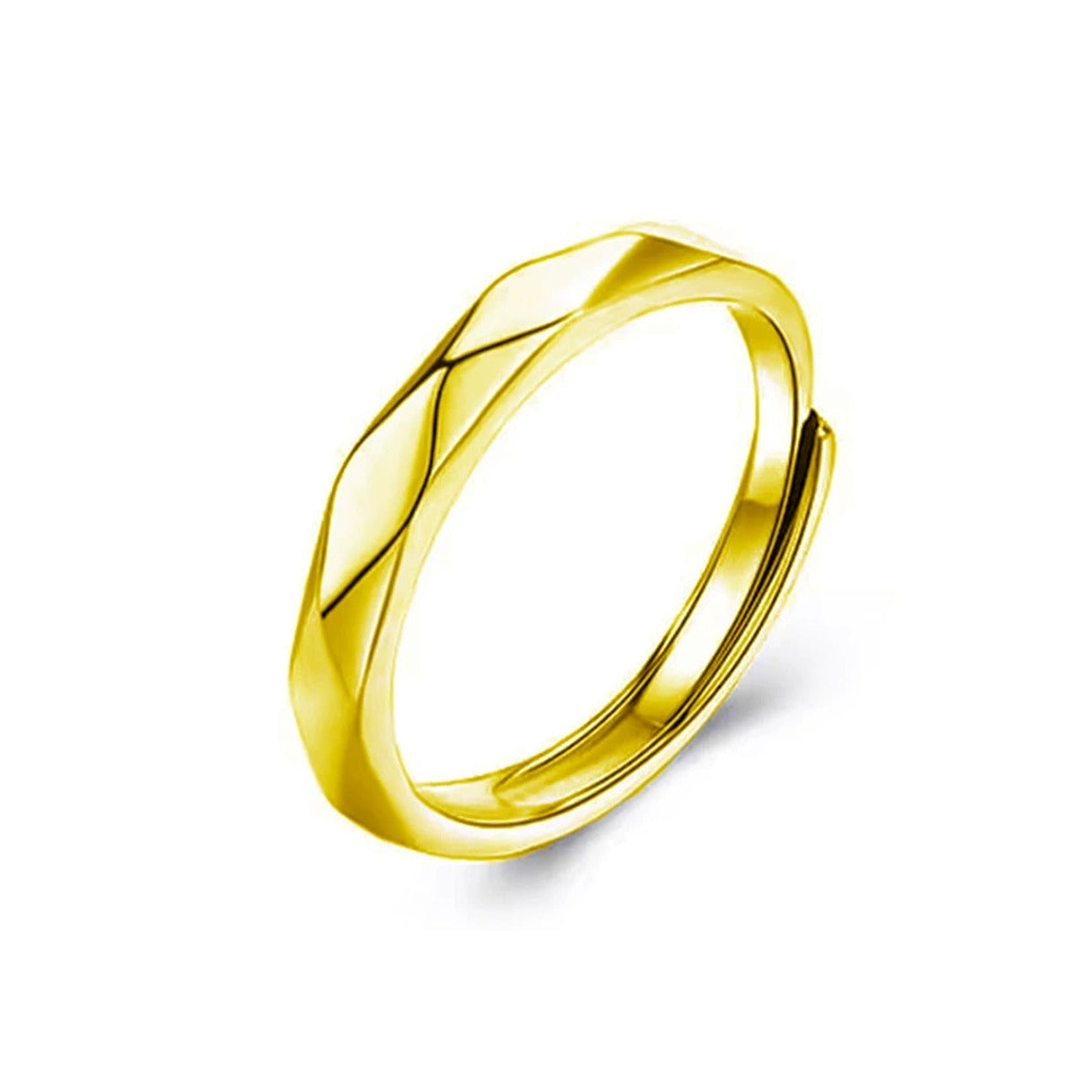 Round Moissanite Couples Wedding Rings in gold-plated S925 sterling silver on clean white background