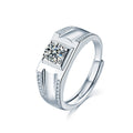 Floral Couples Round Moissanite Wedding Rings with CZ in white gold-plated S925 sterling silver on clean white background