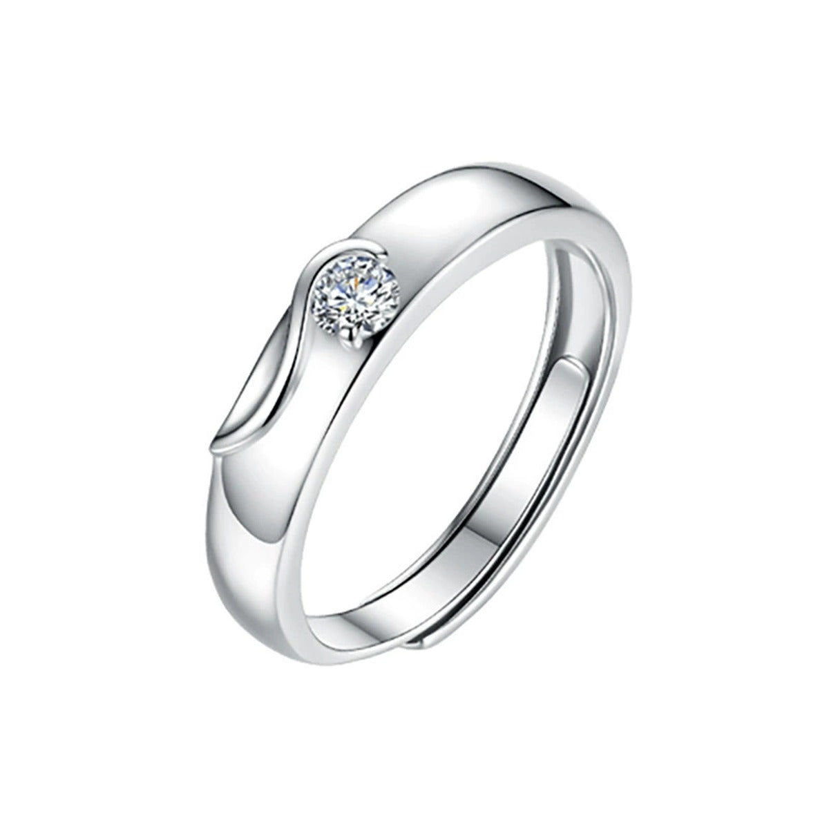 Round Moissanite Couples Wedding Rings in gold-plated S925 sterling silver on clean white background