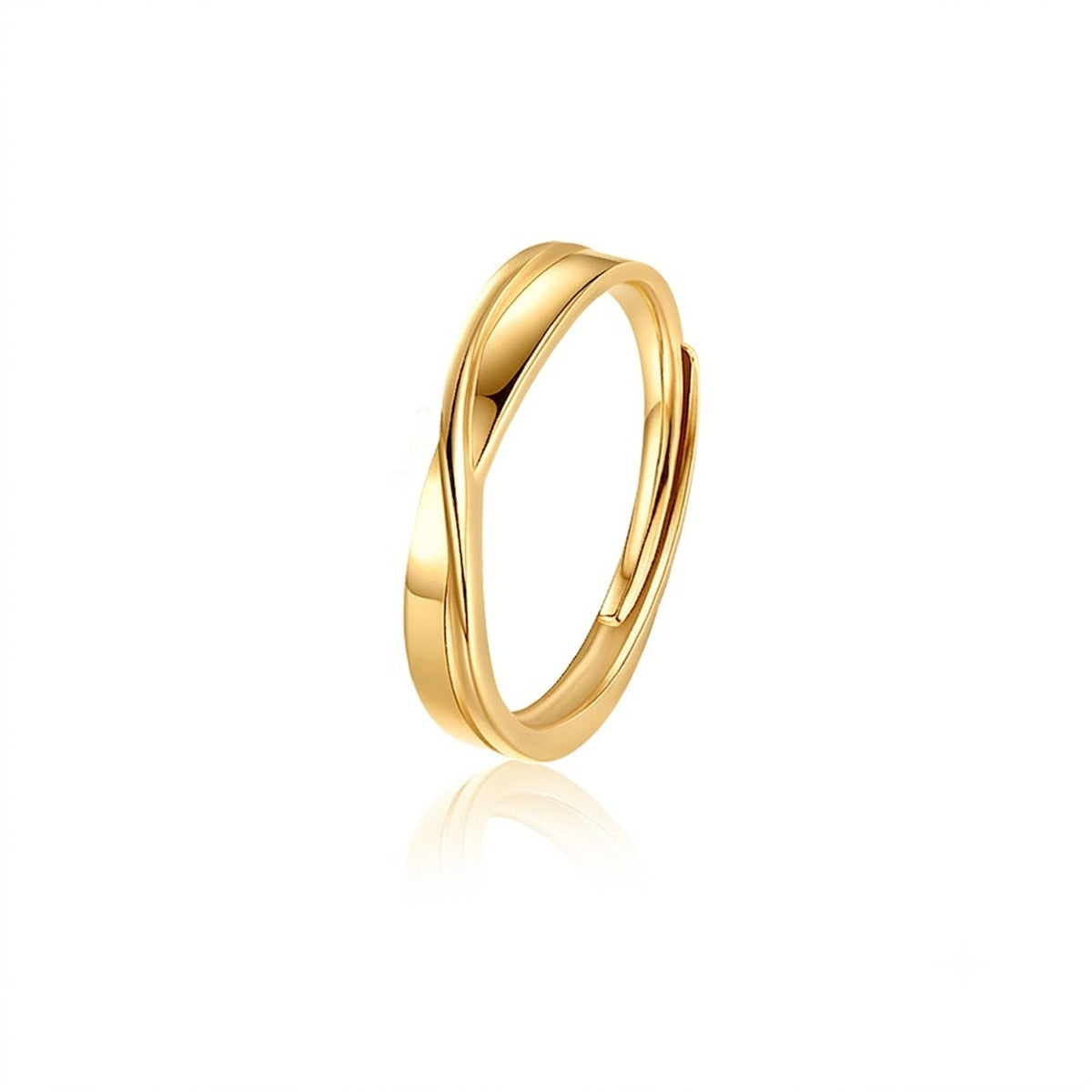 Round Moissanite Couples Wedding Rings in gold-plated S925 sterling silver on clean white background