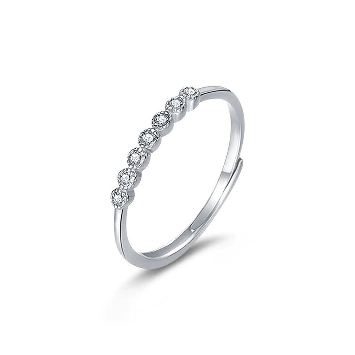 Bezel Round Moissanite Adjustable Wedding Band in gold-plated S925 sterling silver on clean white background