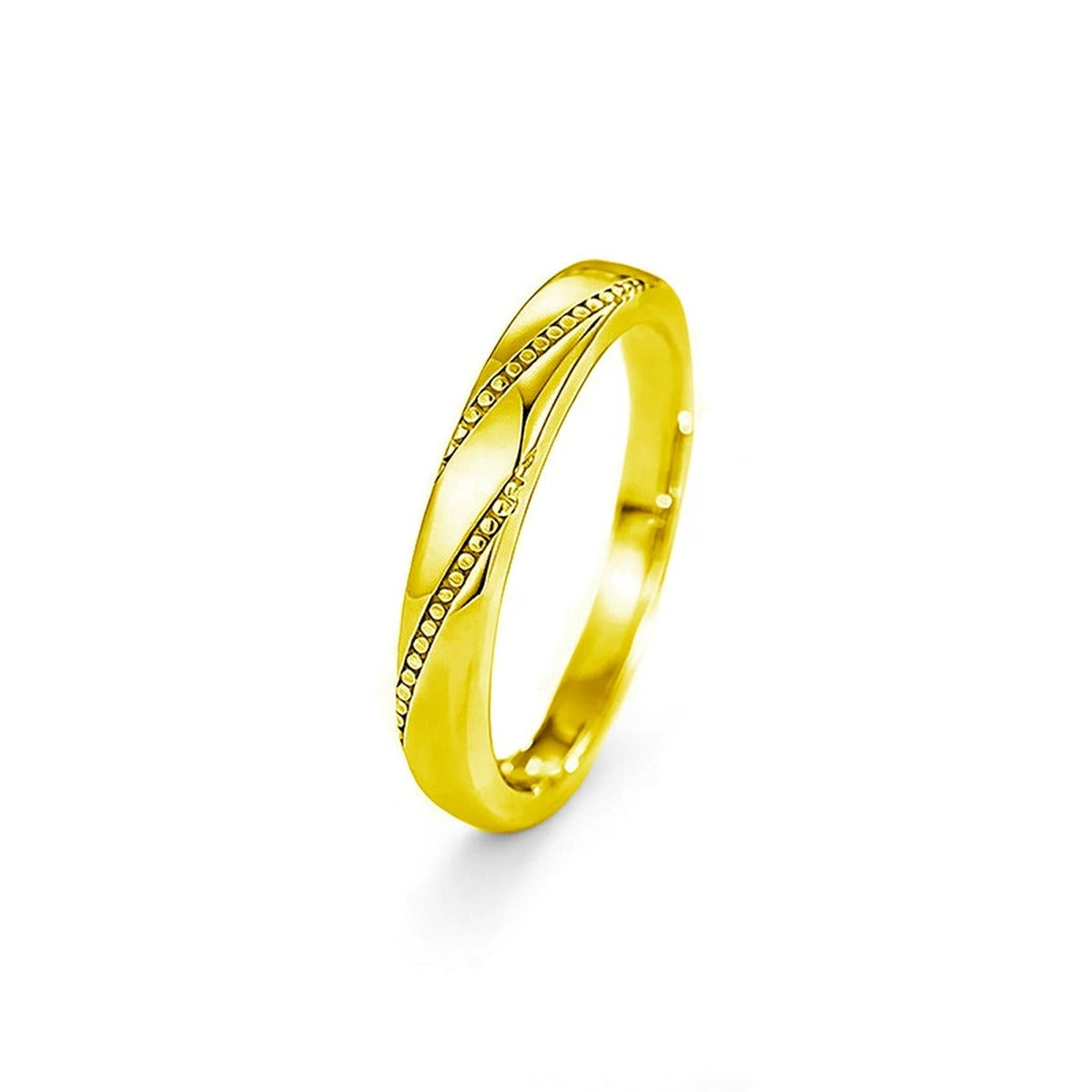 Round Moissanite Couples Wedding Rings in gold-plated S925 sterling silver on clean white background