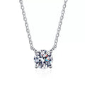 Round Moissanite Solitaire Pendant Necklace in Platinum-Plated S925 Sterling Silver clean white background product image