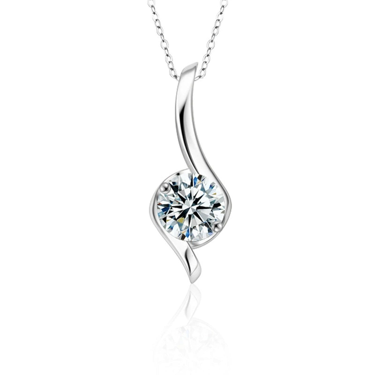 Musical Note Round Moissanite Necklace in Gold-Plated S925 sterling silver white background product photo showing musical note pendant with a 1 ct round moissanite center