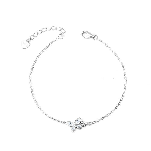 Butterfly Mixed-Cut Moissanite Charm Bracelet in Gold-Plated S925 sterling silver styled product scene showing stone sparkle and chain detail