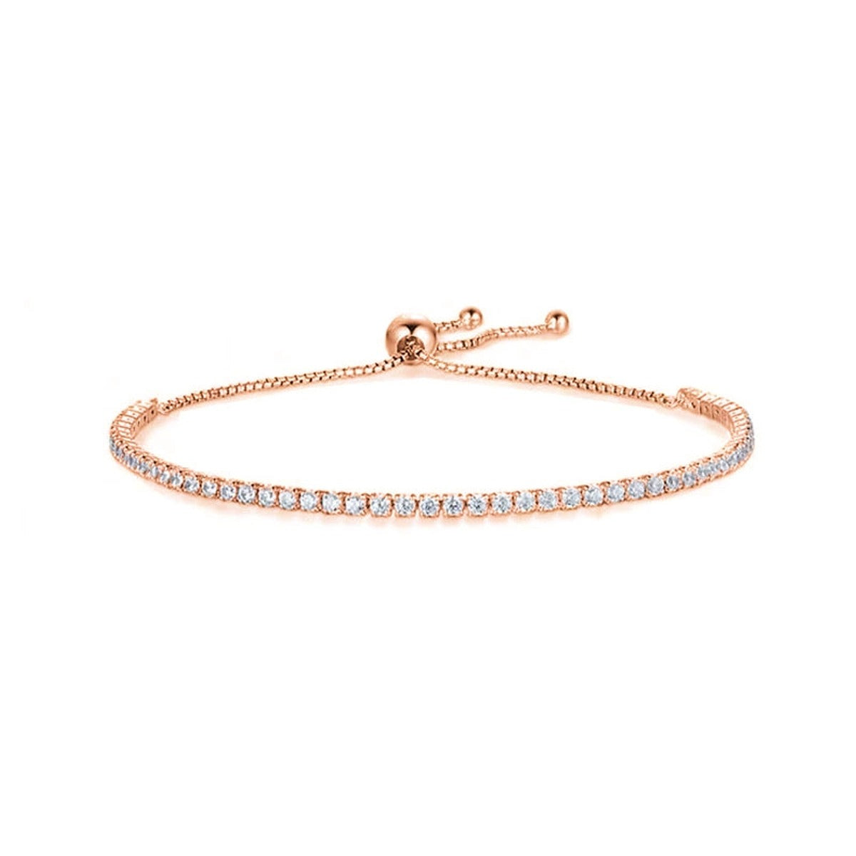 Round Moissanite Bolo Tennis Bracelet in Gold-Plated S925 Sterling Silver product detail view showing the moissanite setting, chain, and polished finish