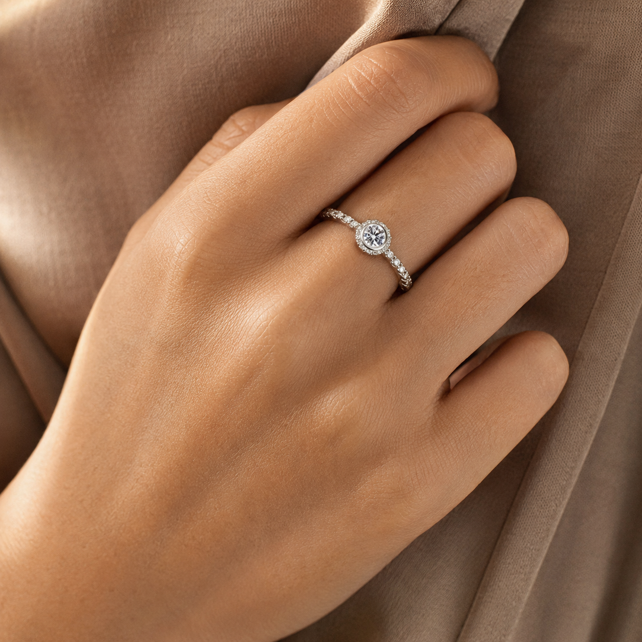 Bezel moissanite engagement rings by CelinieJourney