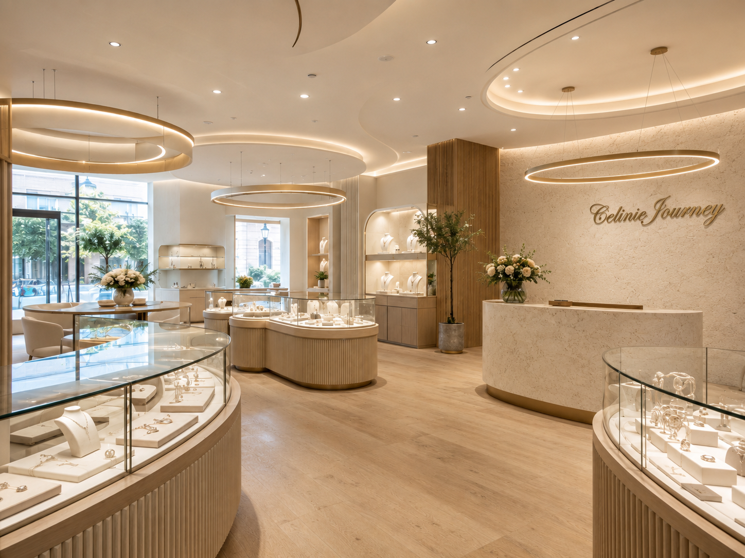 CelinieJourney jewelry showroom storefront for in-person and online appointments