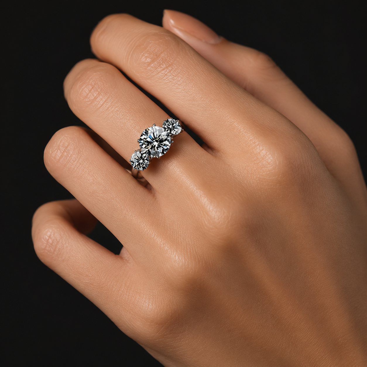 Three stone moissanite engagement rings by CelinieJourney